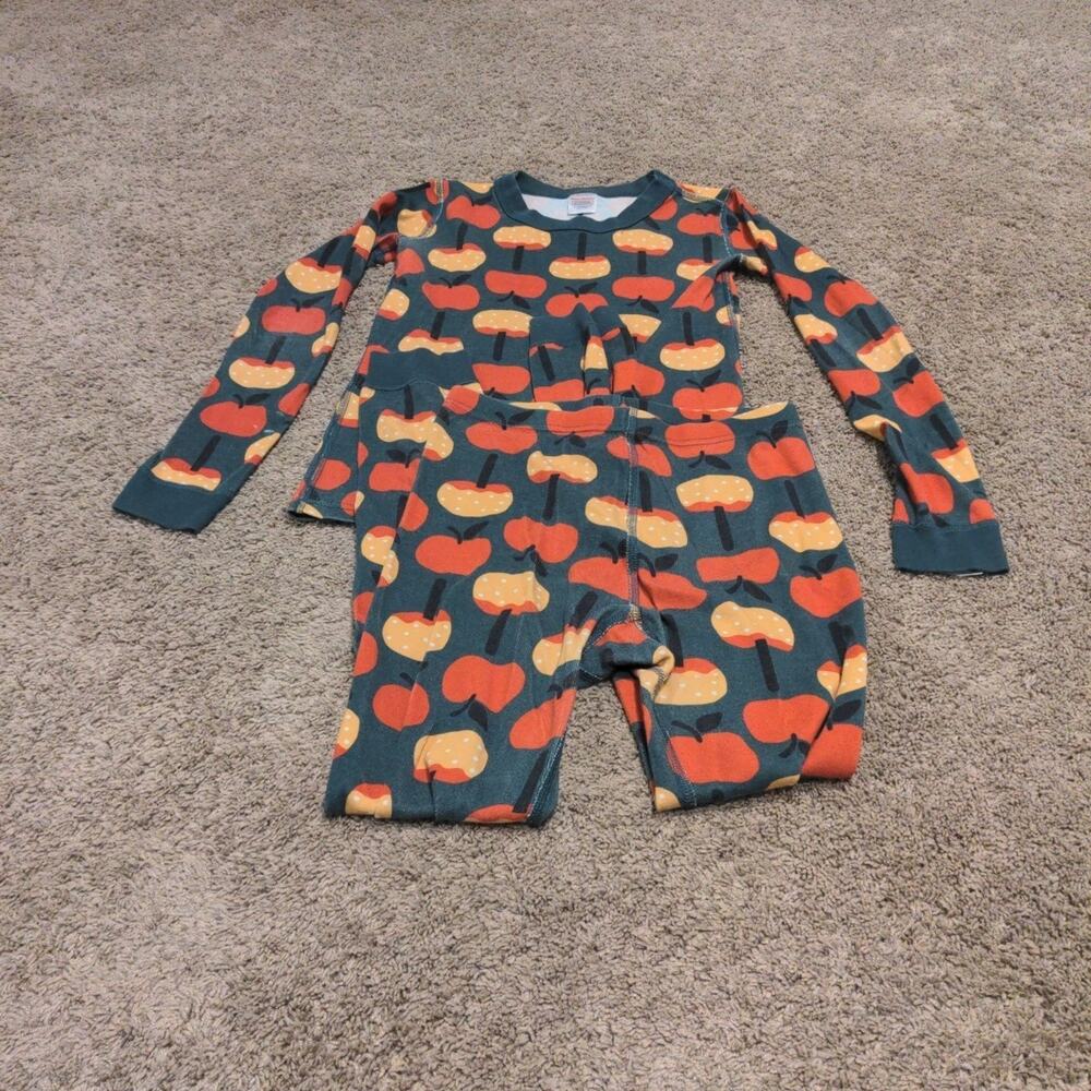 Hanna Andersson Pajama Set Candy Caramel Red Apple Green 150 US 12 Cotton